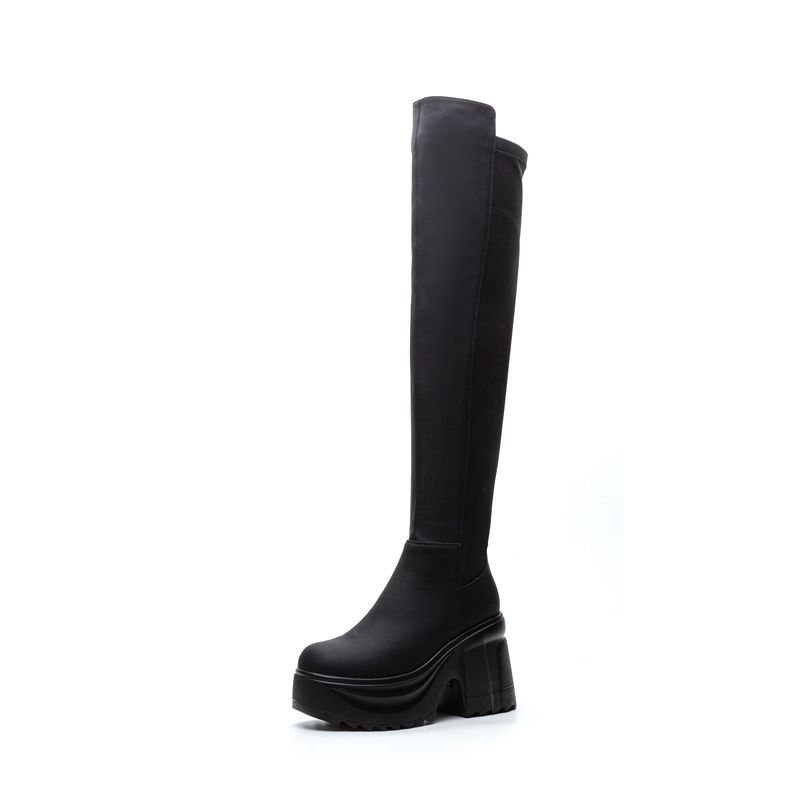 Formal Women'S Wear - Dames kniehoge dikke zool brede hak