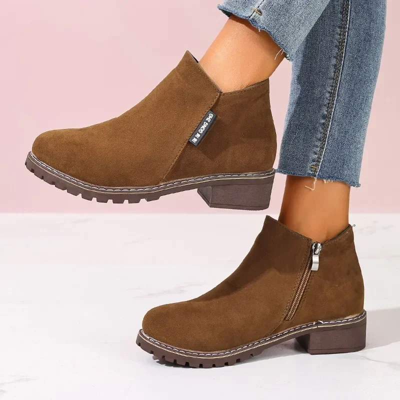 Formal Women'S Wear - Dames Herfst Winter Enkellaarsjes Zijrits Dikke