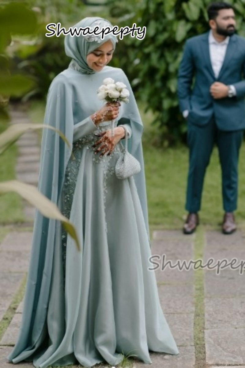 Women Formal Wear Hijab - Elegante moslim avondjurk met cape Arabische