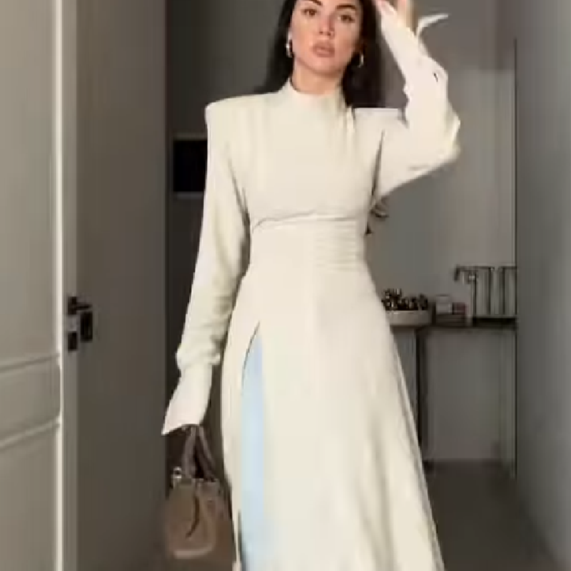 Women'S Elegant Formal Wear - Elegante lange jurk met hoge hals,