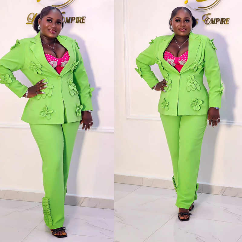 Women'S Formal Wear Plus Size - Plus Size Groene Vrouwen Blazer Sets