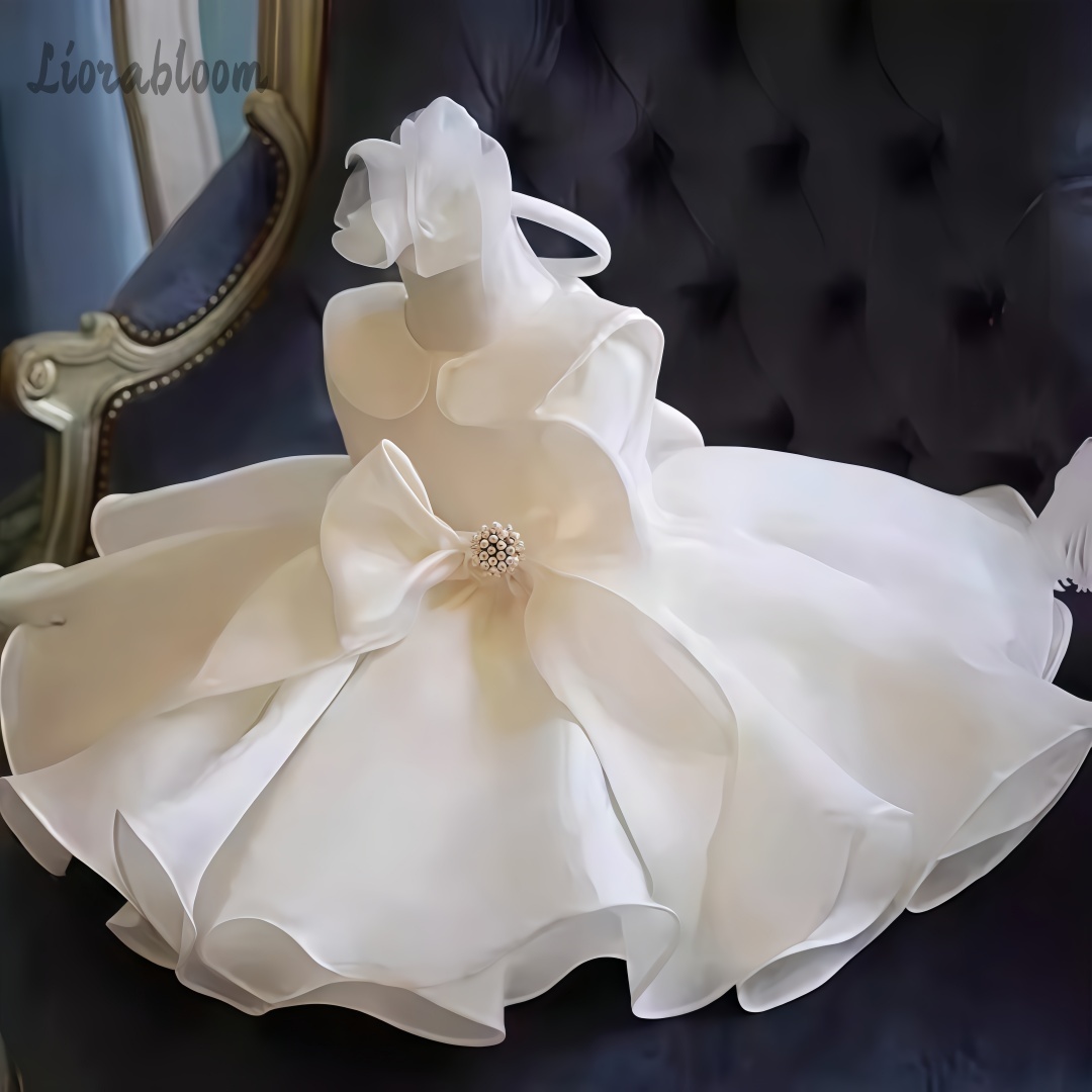 Formal Women'S Wear - Witte parelversierde jurk Bruiloft bloemenmeisjesjurk Witte