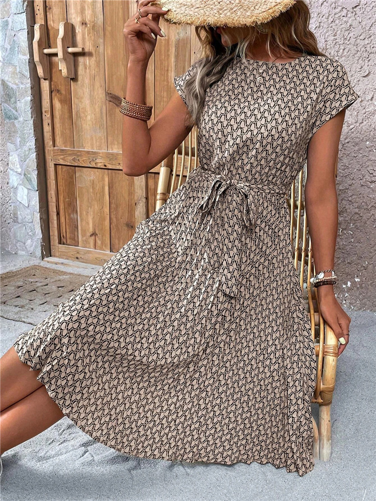 Women Formal Wear Zara - Msfilia Zomerprint Geplooide A-lijn Lange Jurk