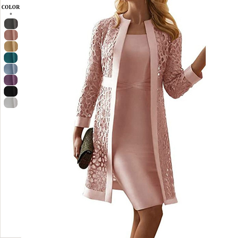 Formal Dress Female - Wein Kanten Vest Jurk met Twee