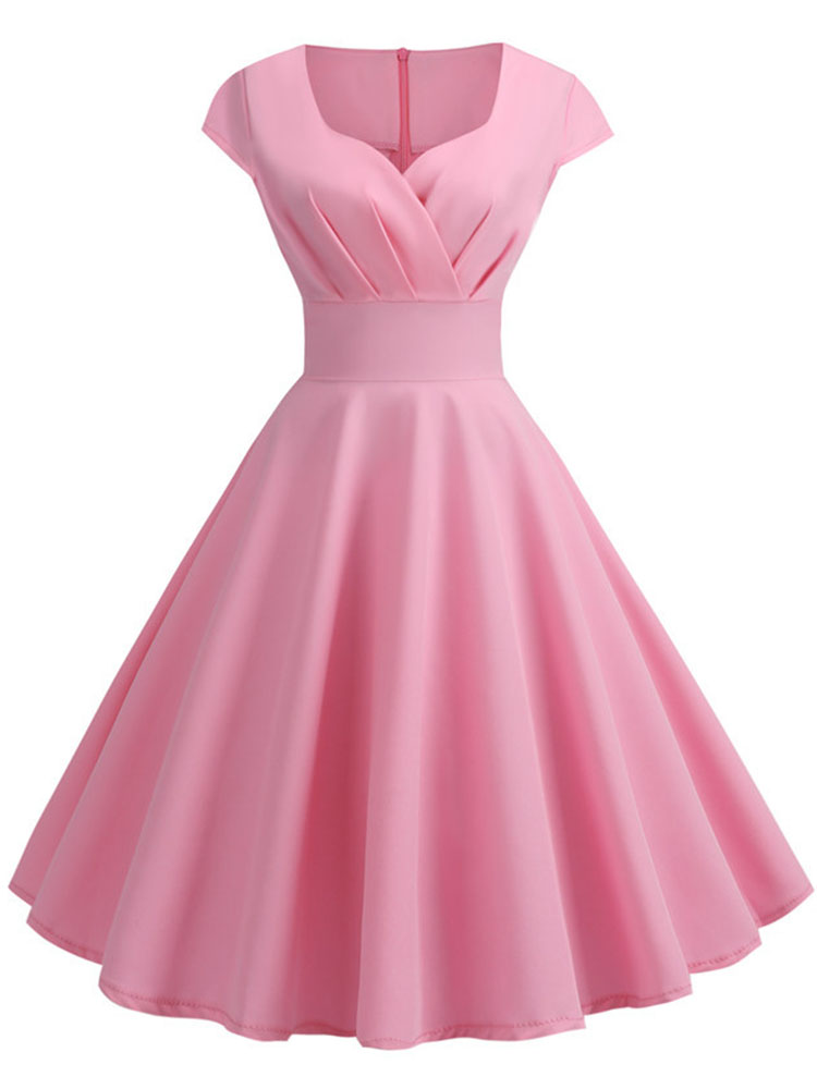Women Formal Wear Zara - Roze zomerjurk dames v-hals vintage gewaad